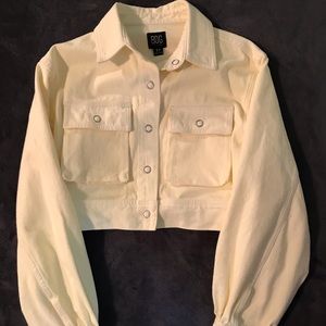 Urban Outfitters Light Yellow Cropped Jean Jacket